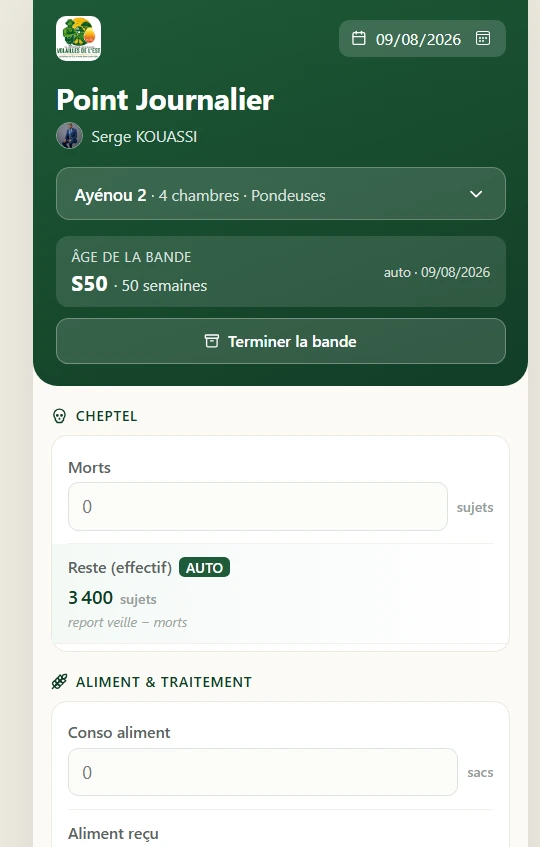 Le Point Journalier de VolaillePro sur téléphone